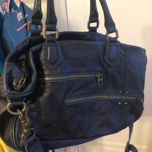 Blue leather liebeskimd satchel bag